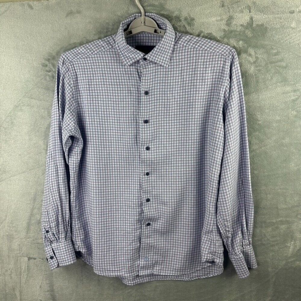 David Donahue Fusion Shirt Men's Large Check Button Down Long Sleeve 16.5